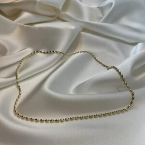 Altın Rengi Oval Boncuk Zincir Kolye