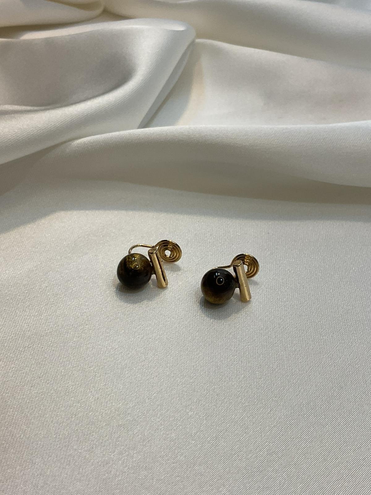 Kahverengi Taşlı Küpe - Görsel 3