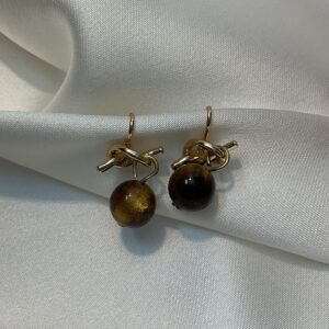 Kahverengi Taşlı Küpe