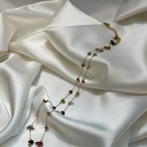 Altın Renkli Doğal Taşlı Kolye