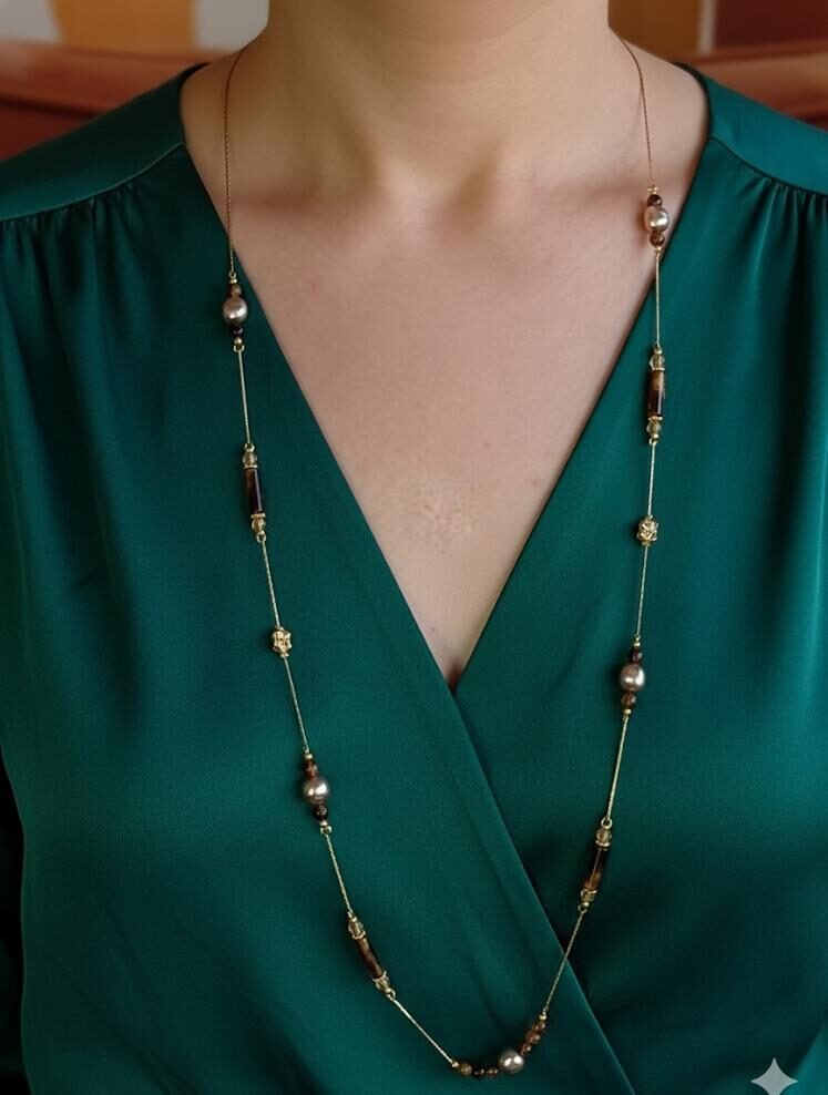 Kahverengi Taşlı Mystic Kolye - Görsel 2